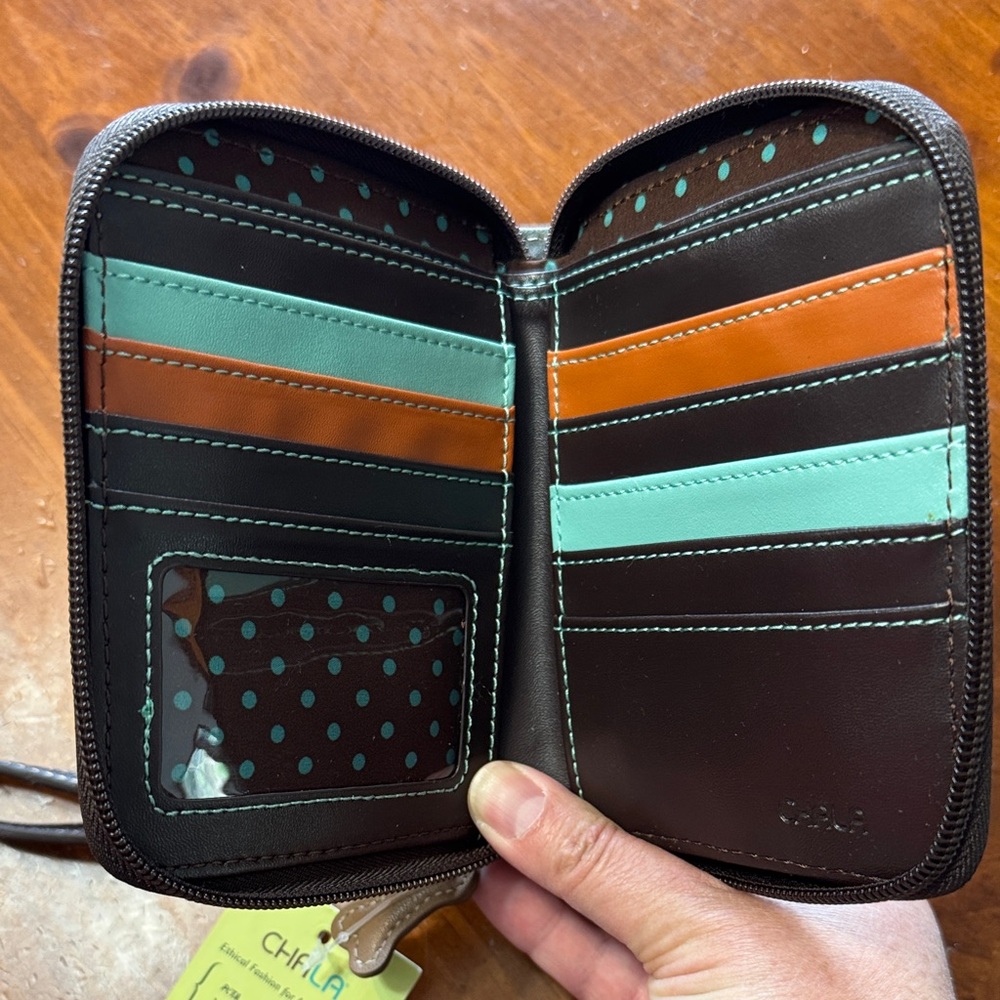 Chala Teal Dog Scooter Zip Wallet with Wristlet - Picture 4 of 7